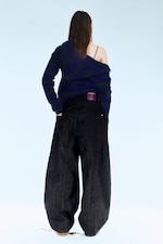 Black Rinse - Schwarz - Dunno Unisex Low Rise Loose Barrel Leg Jeans - 3