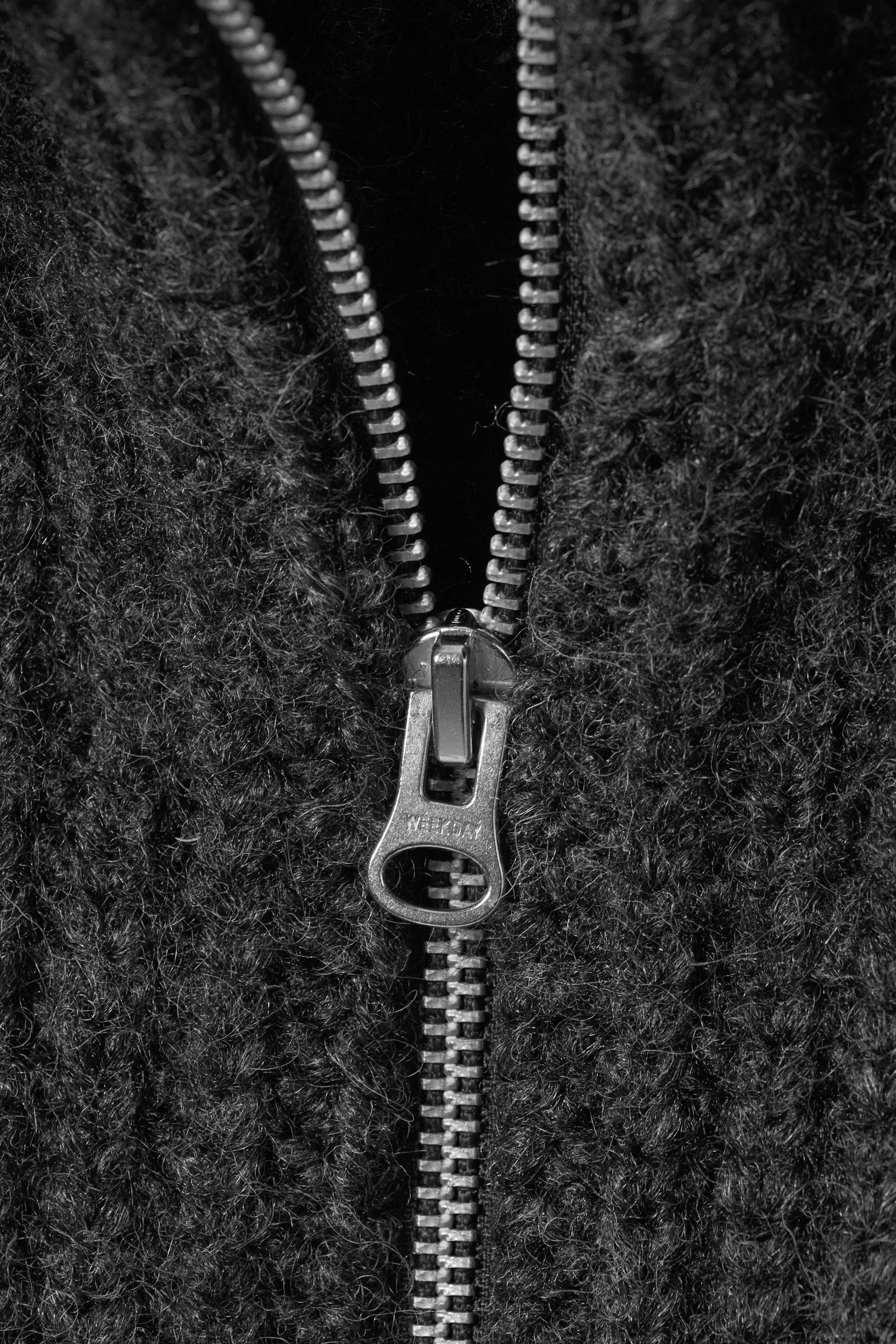 Dark Grey Melange - Ribbed Zip-Up Knit Cardigan - 4