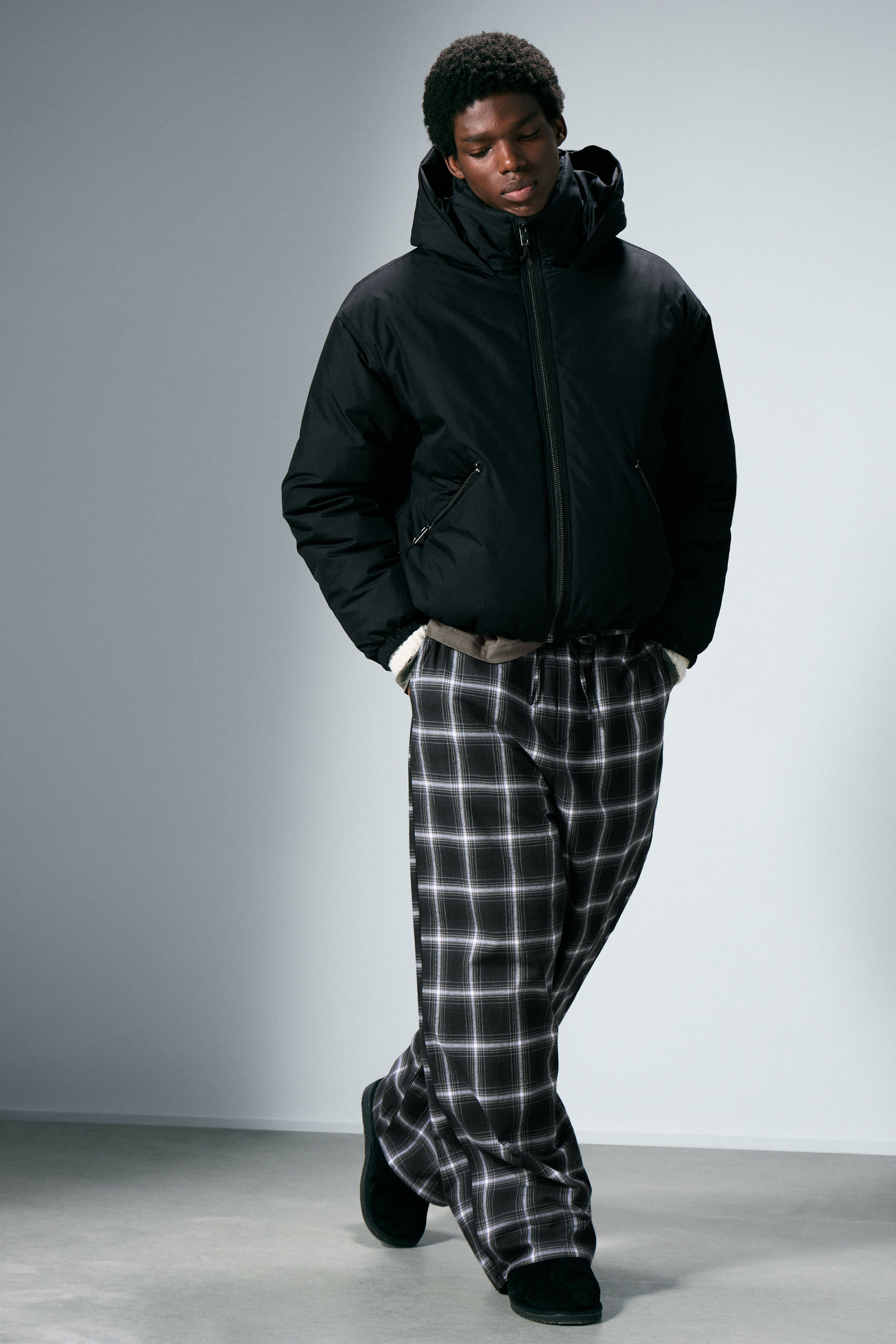 Weekday Mænd Sort Padded Hooded Puffer Jacket