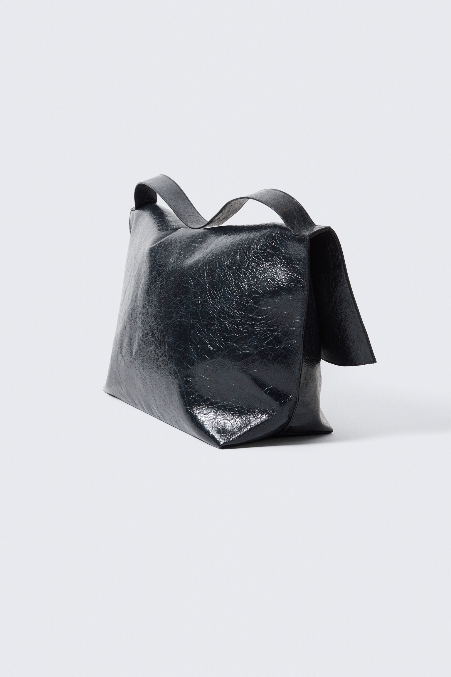 Large Faux Leather Clutch Bag - Dark Navy Blue/Light Dusty Mole