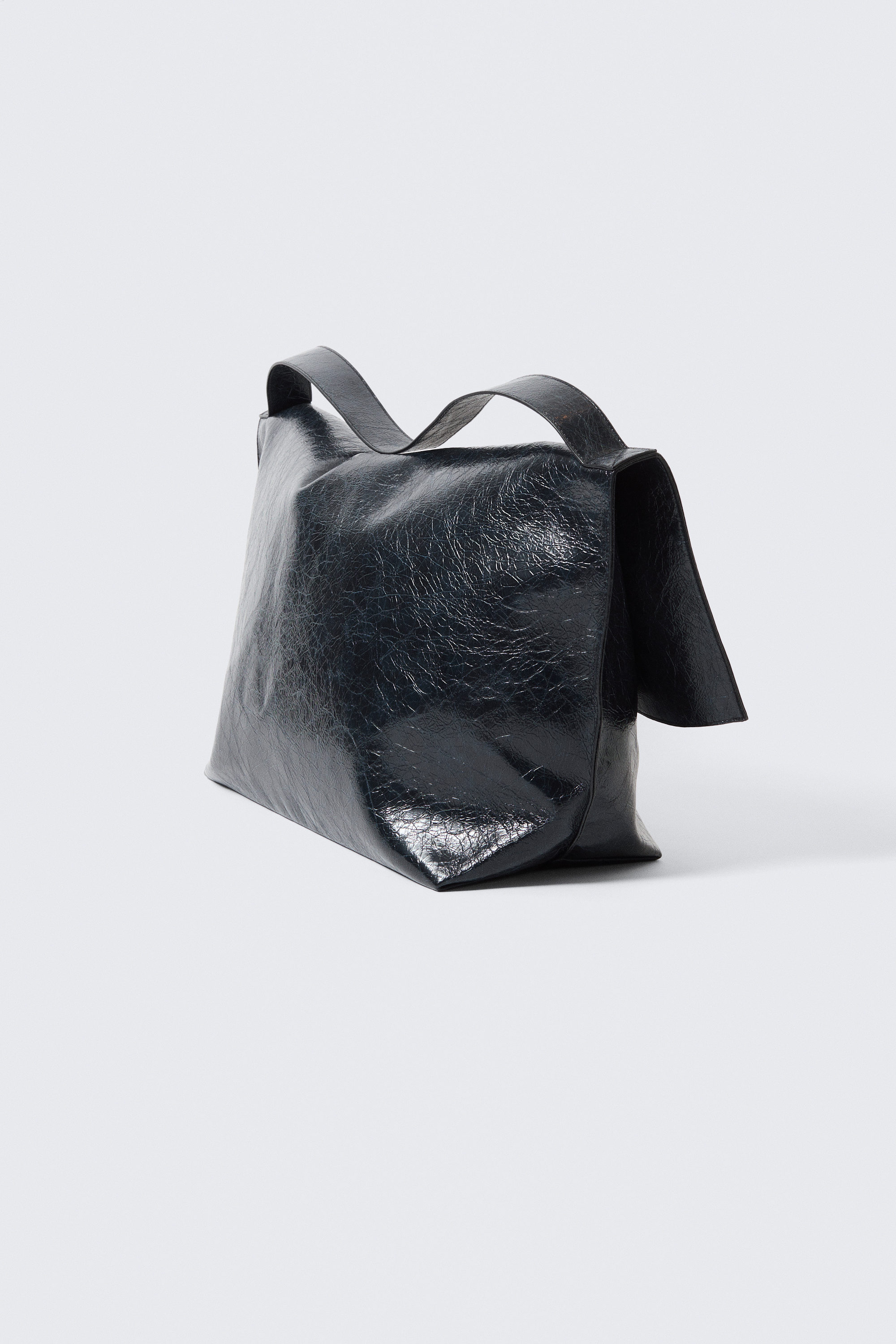 Dark Navy Blue - Large Faux Leather Clutch Bag - 2