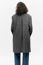 Staubiges Dunkelgrau meliert - Knielanger einreihiger Mantel - 3