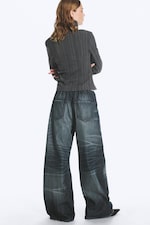 Bleu moyen - Bleu foncé - Jogging en denim ample taille basse - 3