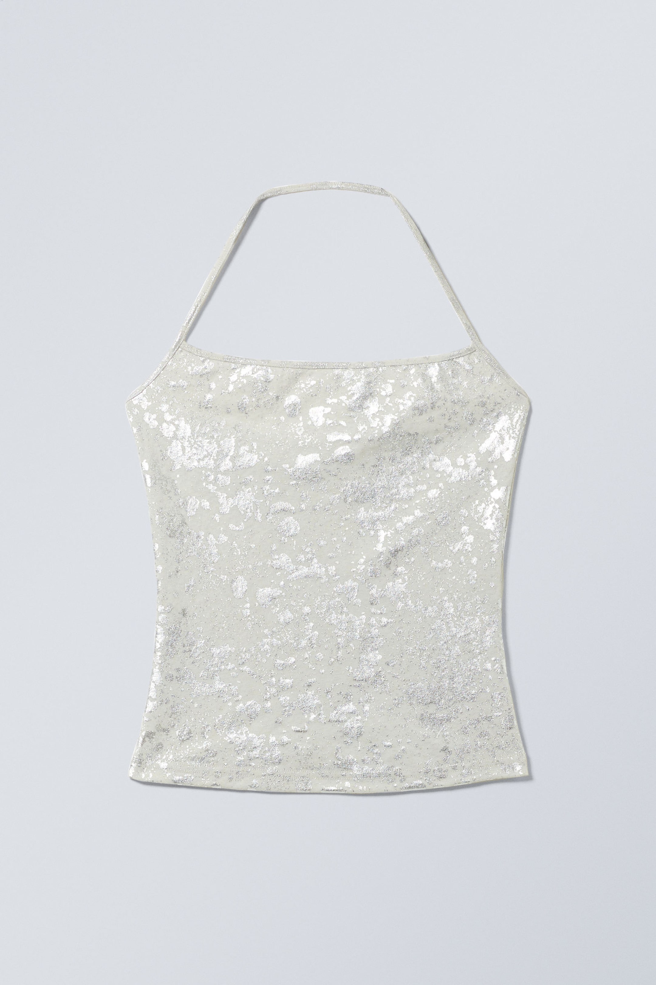 Zilverkleurige spatten - Haltertop met spatten - 0
