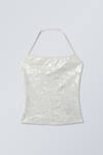 Zilverkleurige spatten - Haltertop met spatten - 0