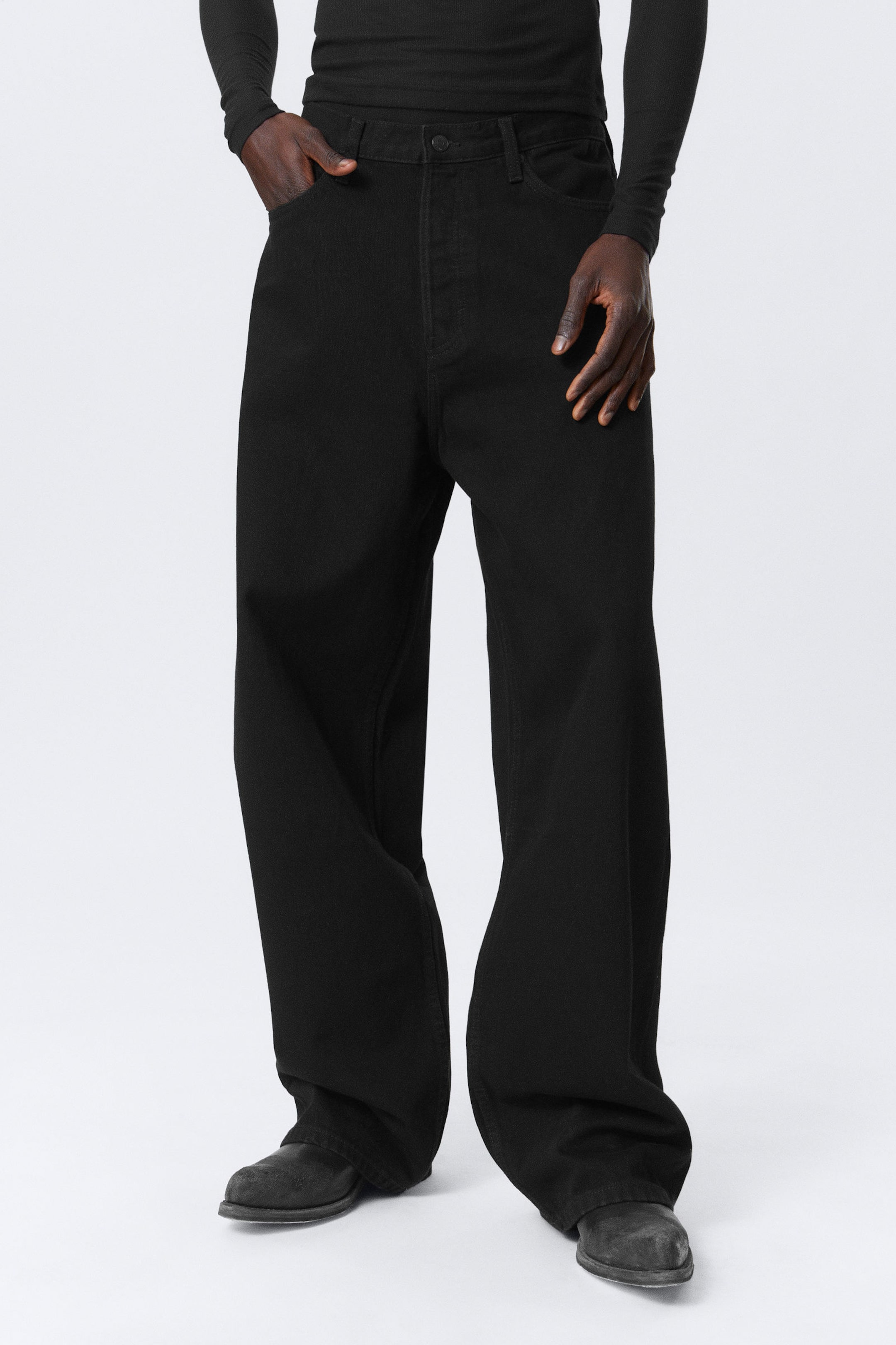 Black Rinse - Black - Astro Loose Baggy Leg Jeans - 3