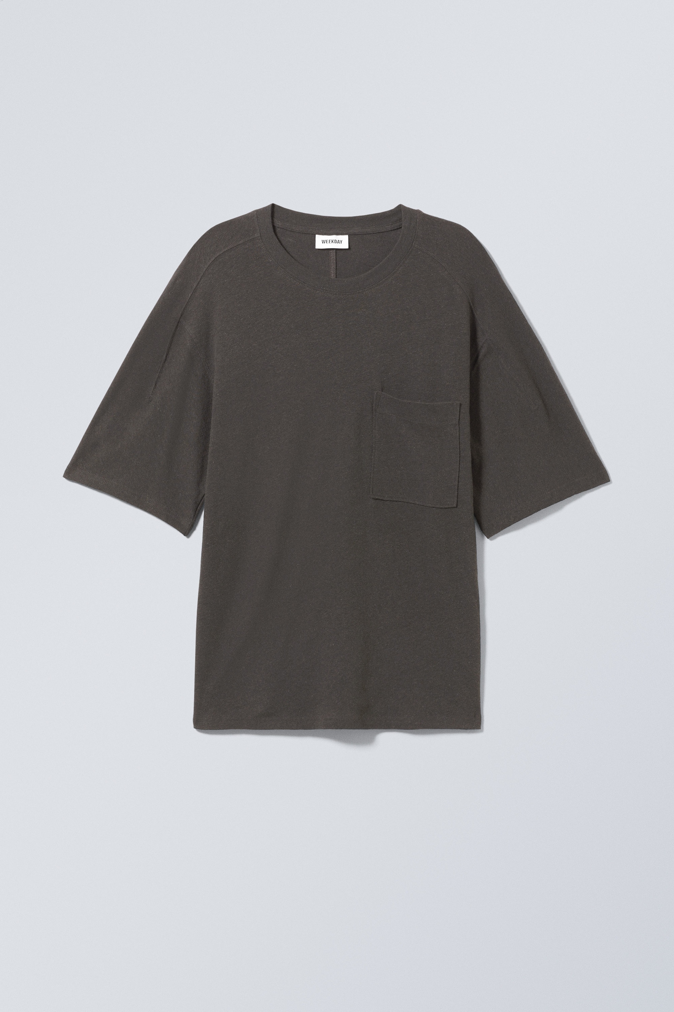 Grijs - Recht linnen T-shirt - 0