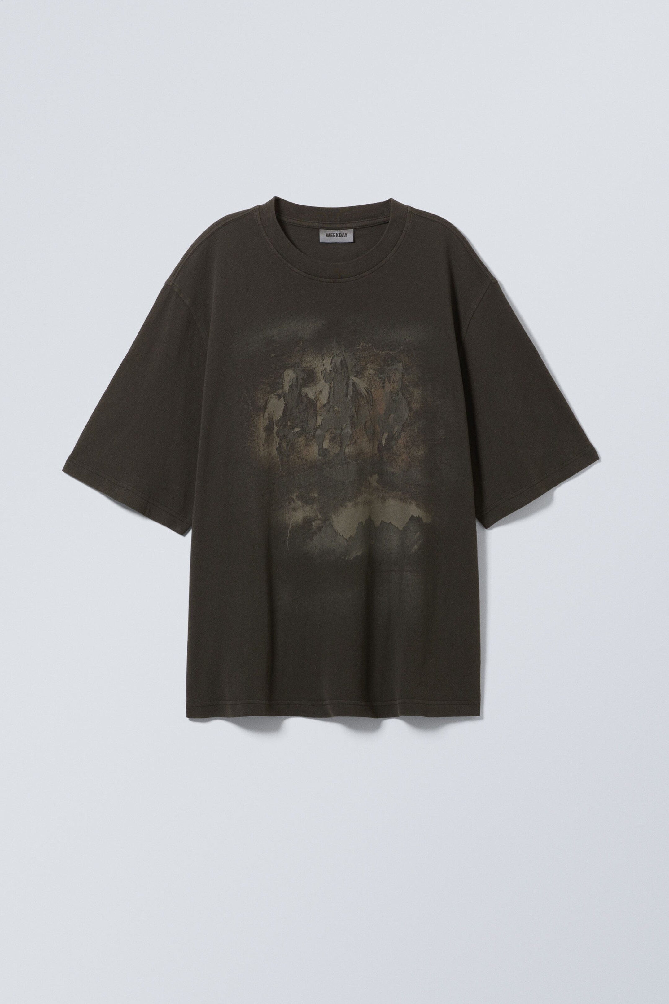 Black - Horse Print - Loose Fit Printed T-shirt - 0