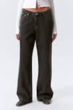 Ink Black - Black - Ample Low Rise Loose Wide Leg Jeans - 1