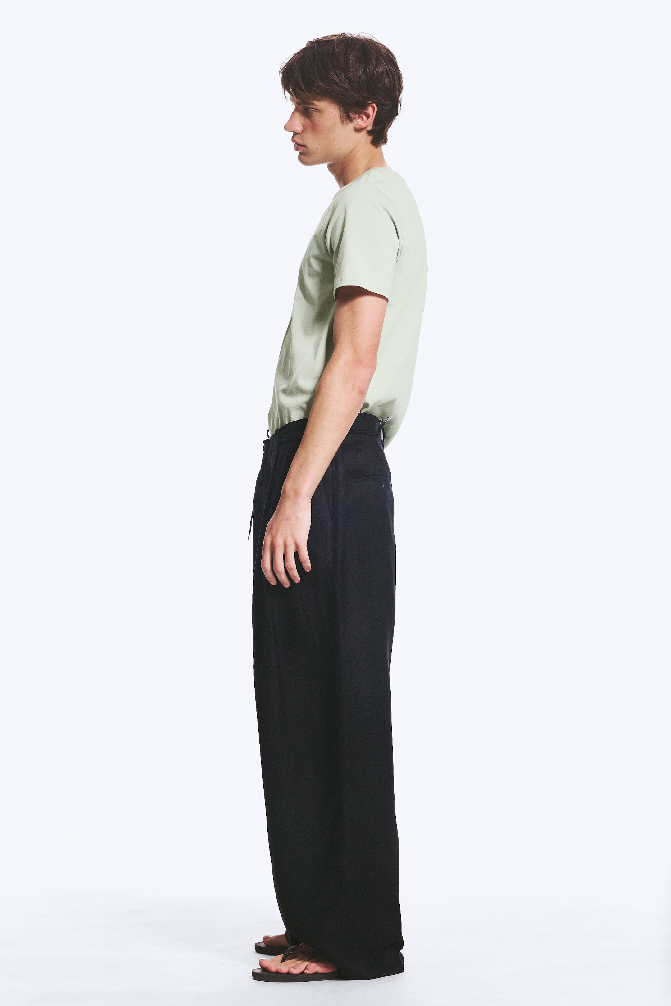 Black - Nate Baggy Linen Suit Trousers - 2