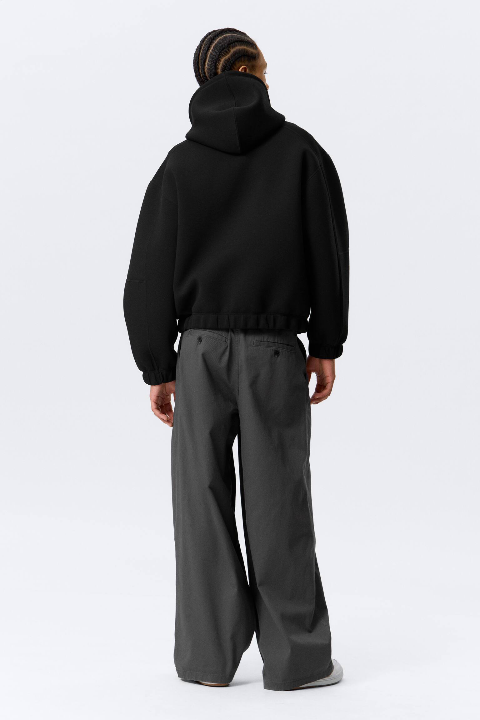 Bluza z kapturem scuba z suwakiem Loose High-Neck - Czarny/Light Dusty Mole - 6