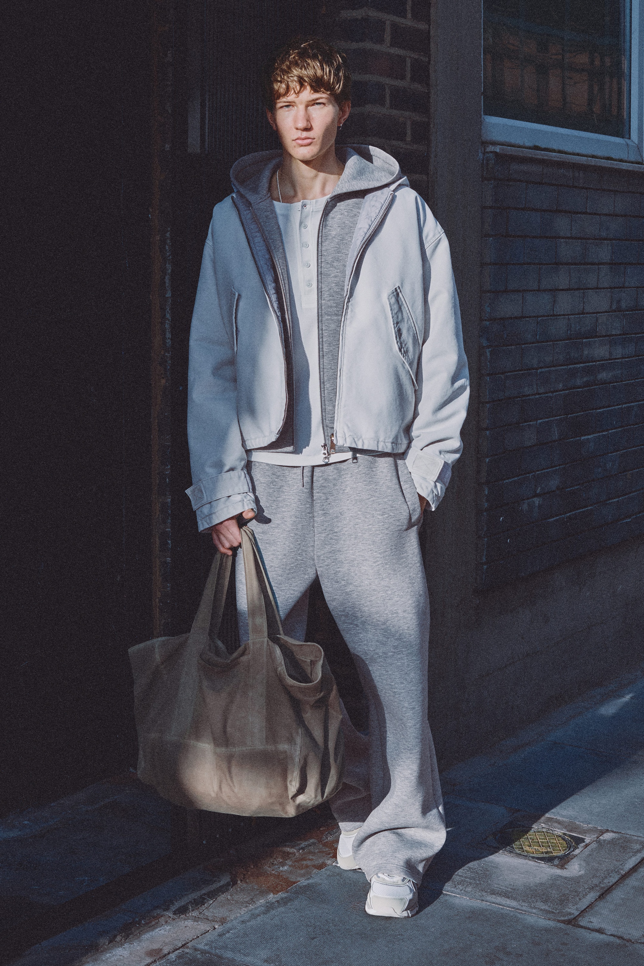 Grau meliert - Locker geschnittene Scuba-Sweatpants - 1