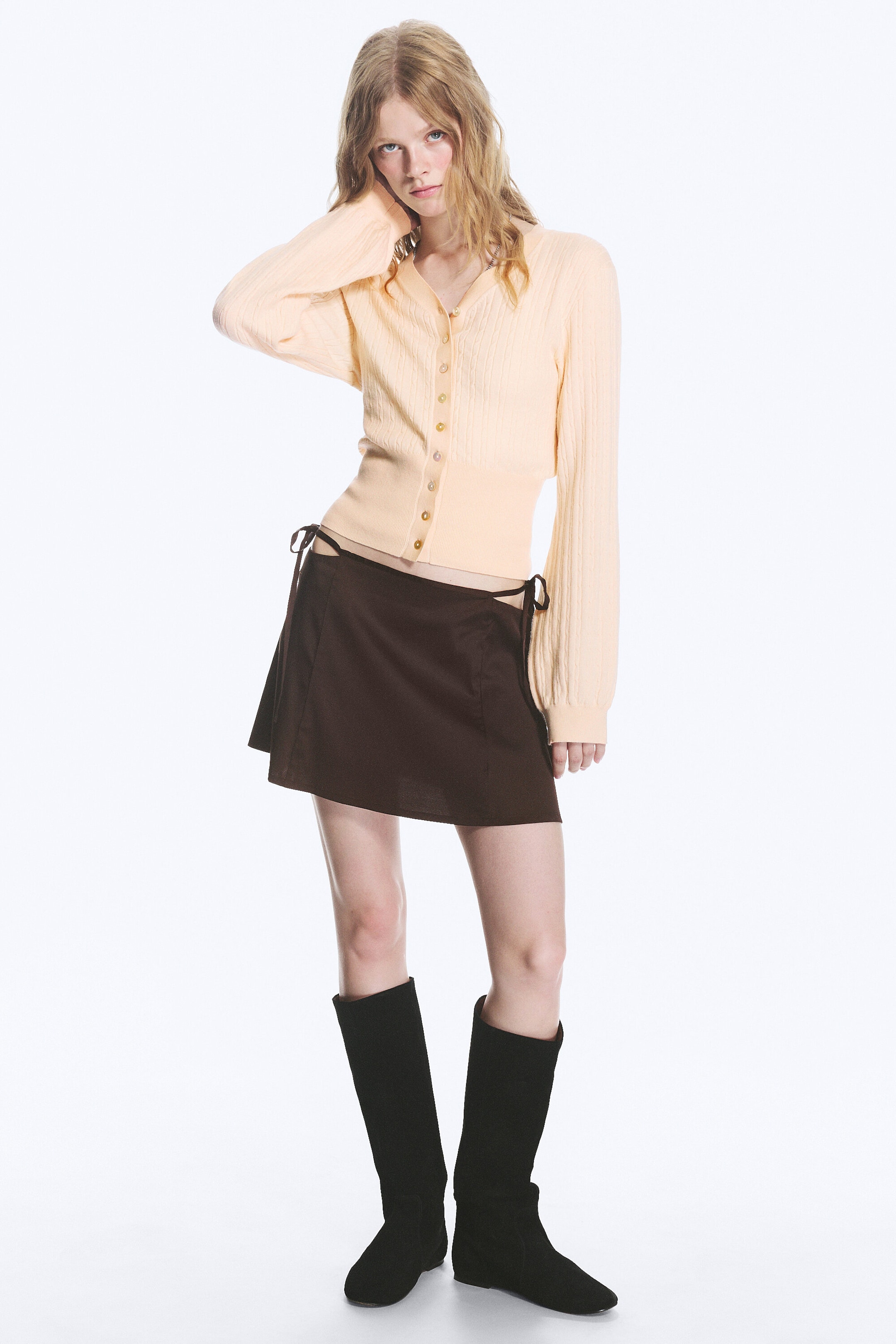 Beige - Cardigan En Maille À Col V - 2