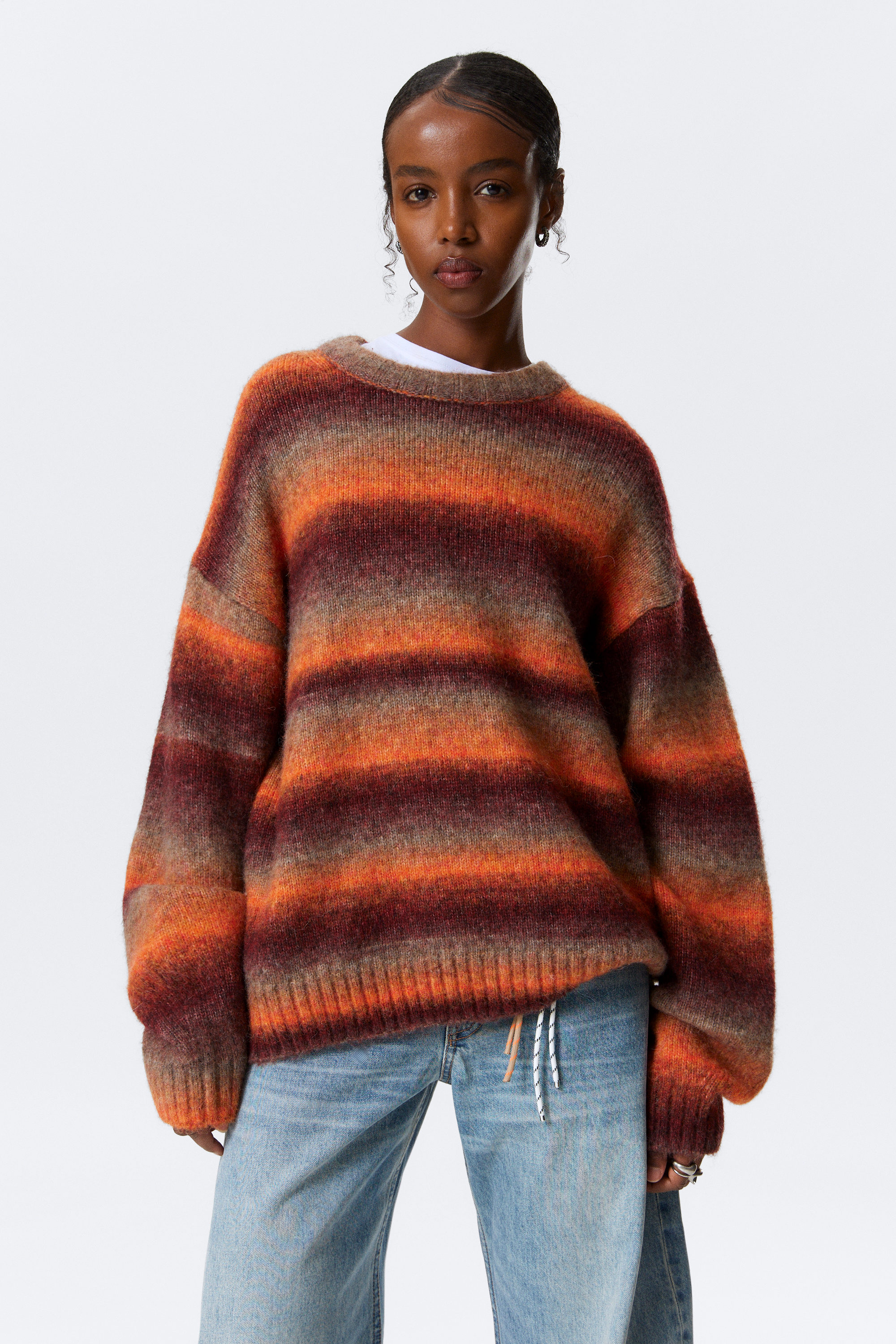 Oranger Space-Dye-Effekt - Space-Dye-Strickpullover mit lockerer Passform - 1