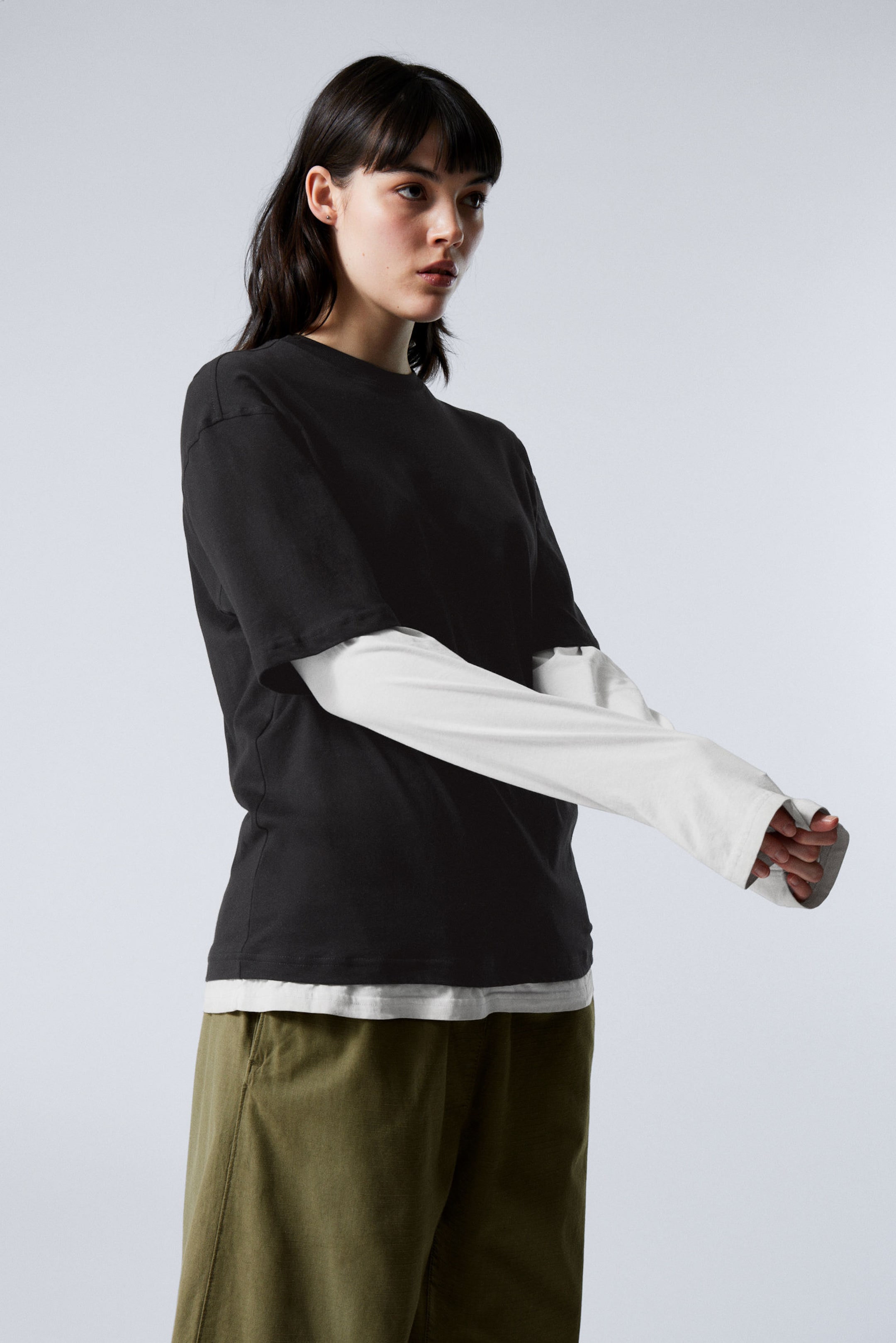 Schwarz & Weiß - Doppellagiges Longsleeve-Shirt - 1
