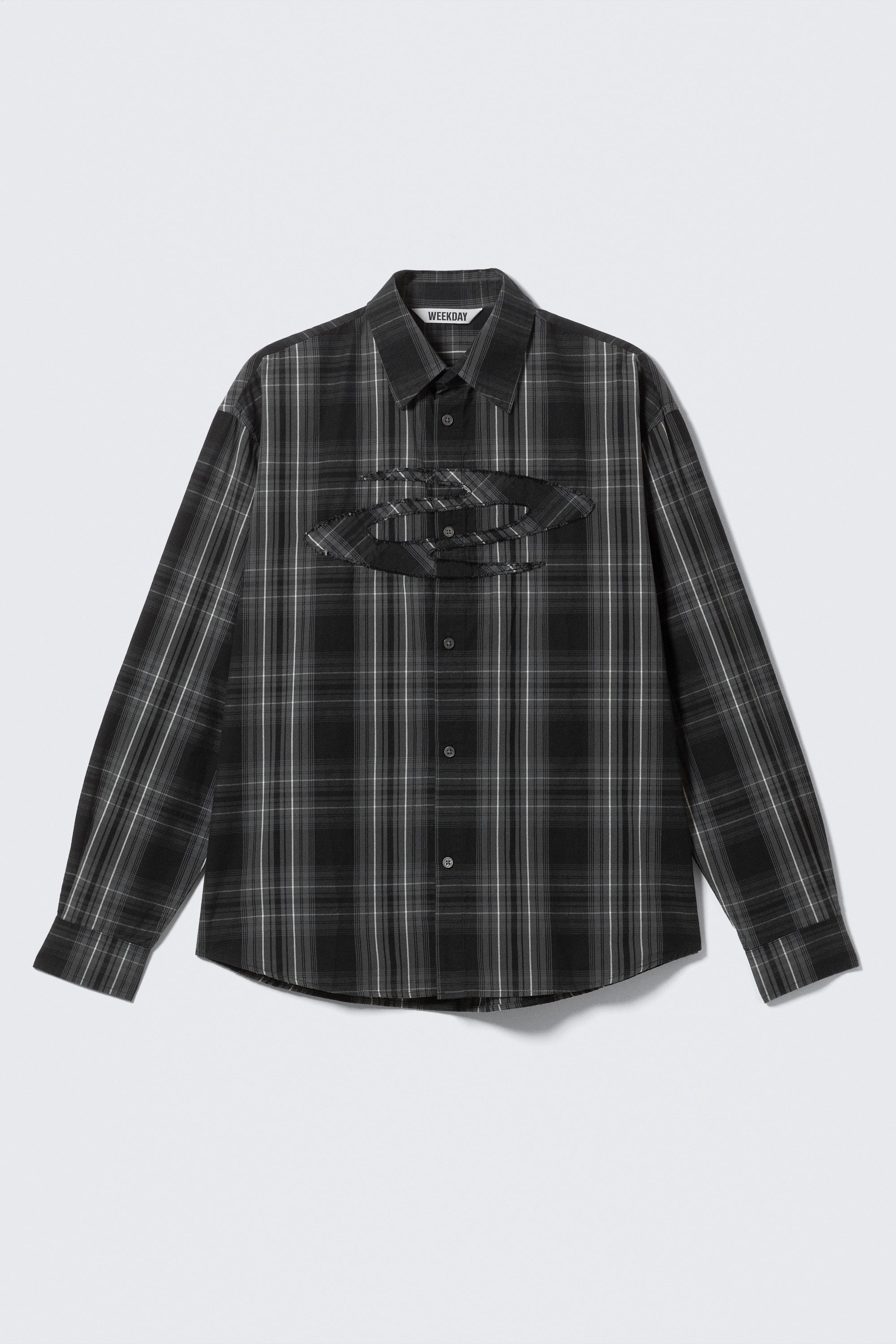 Košeľa z bavlny s dlhým rukávom a károvaným vzorom - Checked Black