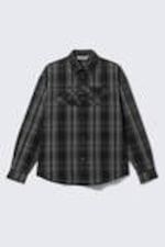 Checked Black - Checked Patch Long-Sleeved Cotton Shirt - 3