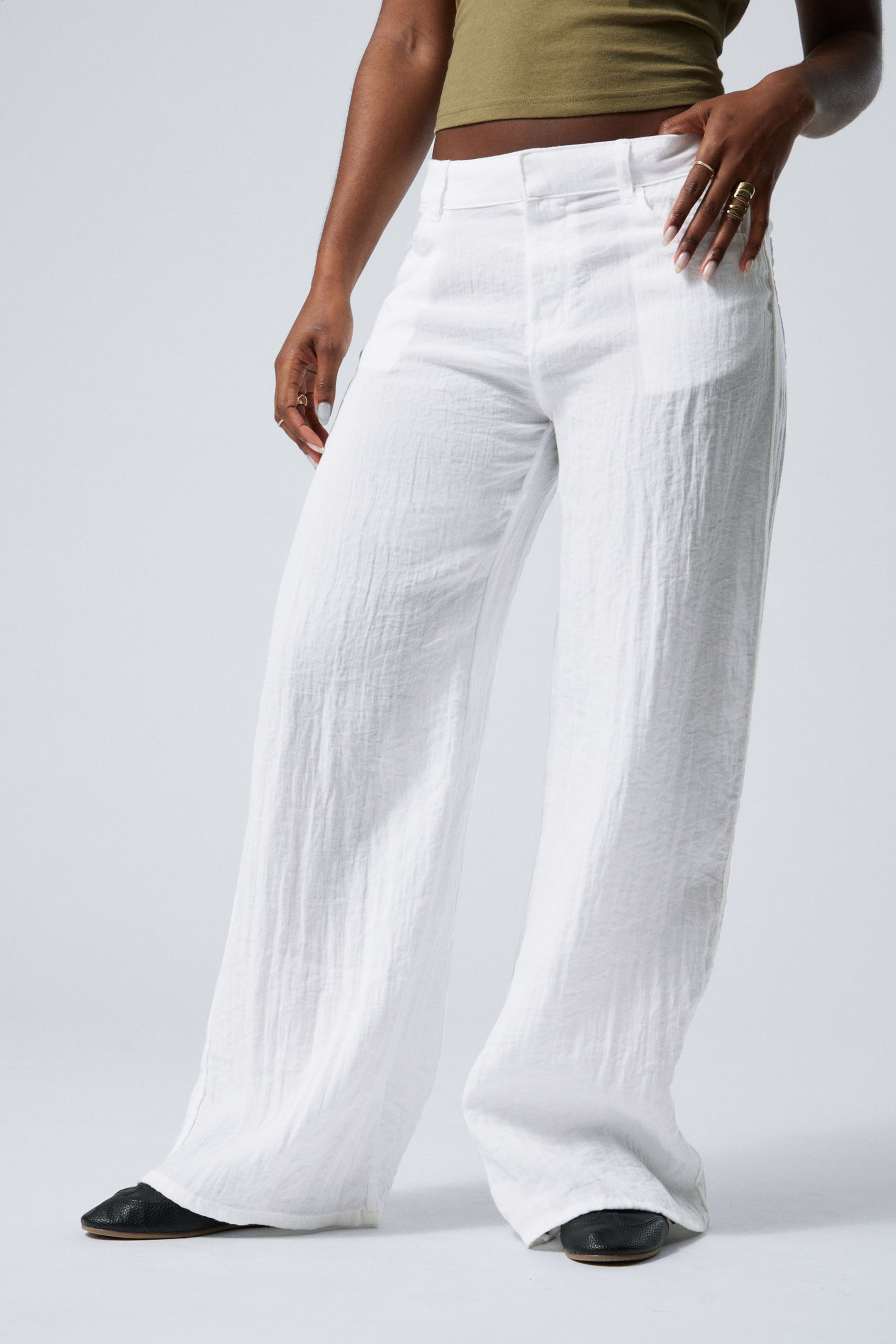 #ECEDEC - Crinkle Low Waist Loose Fit Trousers - 2