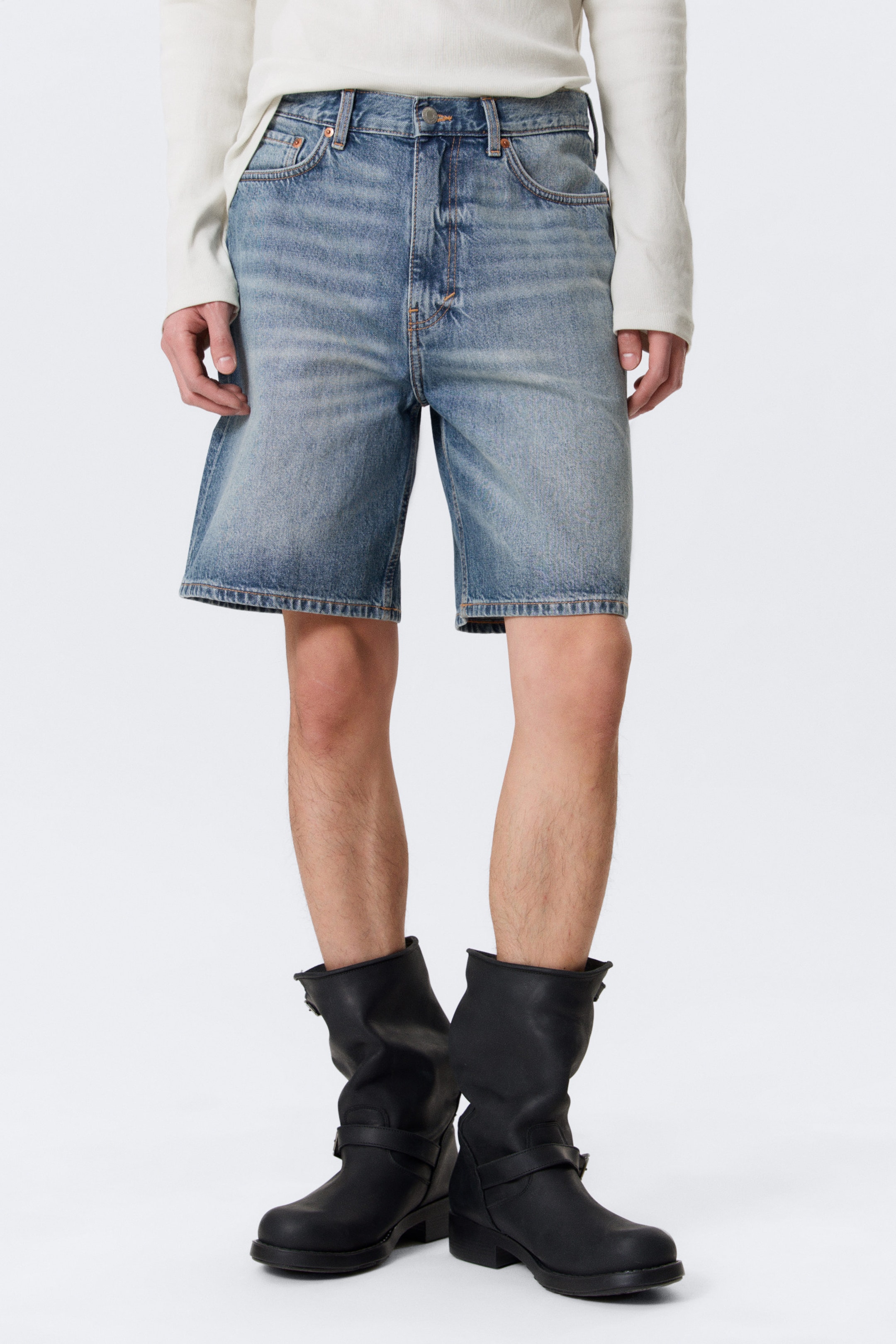 Blue Horses - Mittelblau - Galaxy Mid Waist Loose Denim Shorts - 2