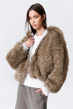 Grey Melange & Brown - Reversible Faux Fur Zip Hoodie - 1