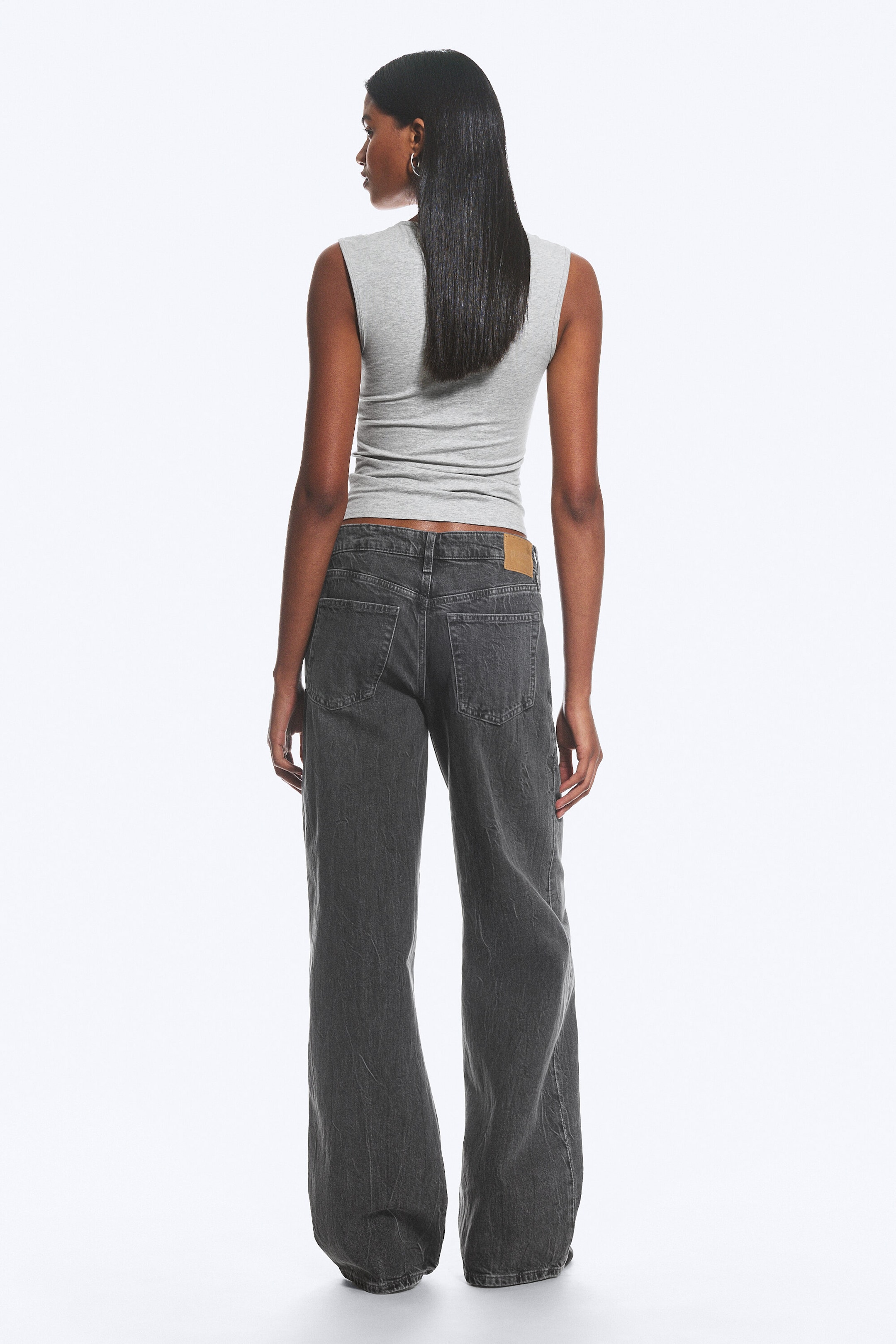 Risso Black - Black - Ample Low Rise Loose Wide Leg Jeans - 8