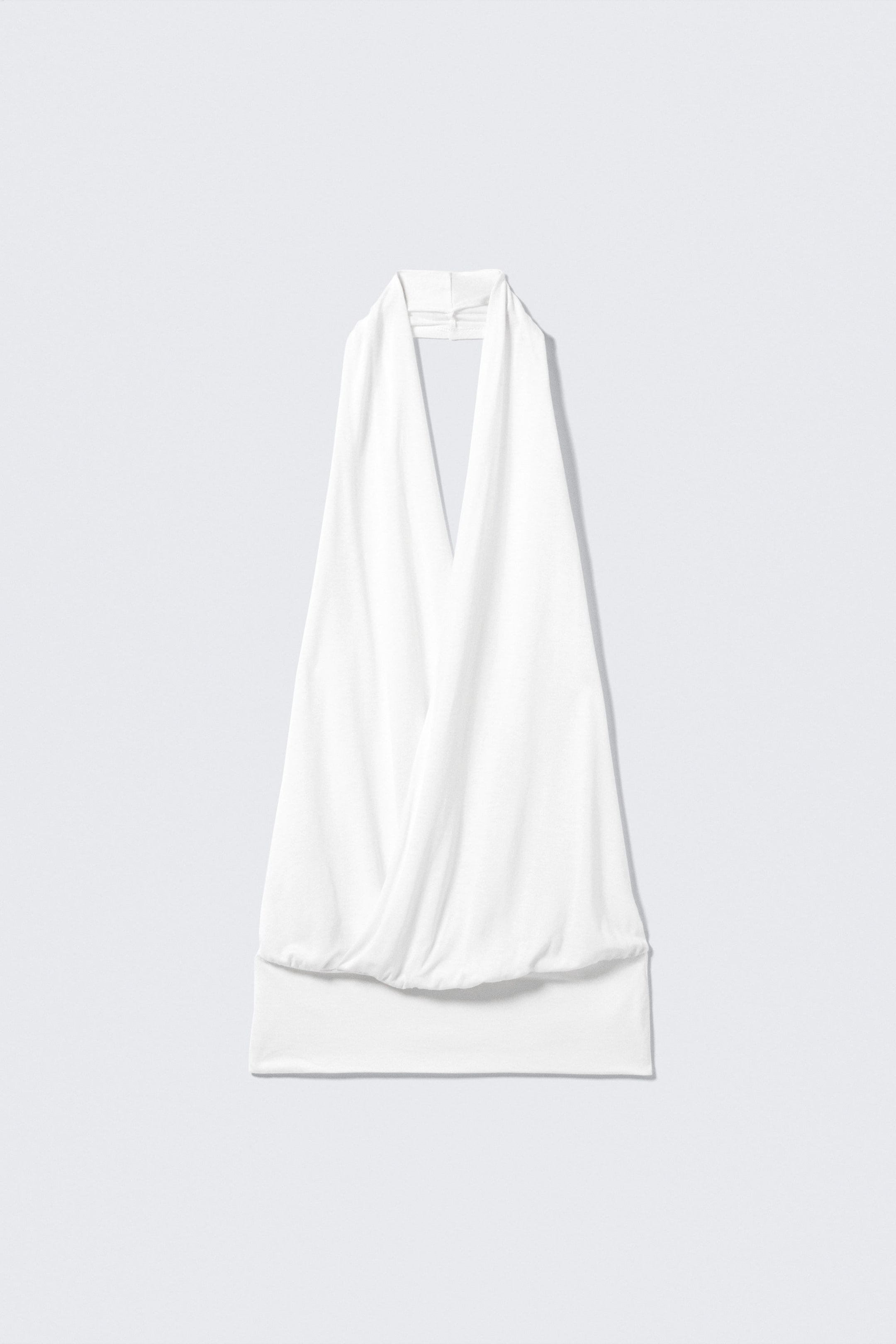 White - Draped Halter Jersey Top - 1