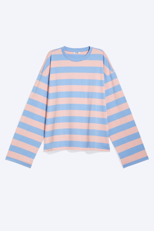 T-shirt in cotone a maniche lunghe - Rosa/Blu a righe/Dusty White - Righe marroni/Azzurro/Marrone a righe/Rigato Giallo/Bordeaux/Rosa/Bianco/Marrone a righe/Marrone Scuro/Rosa Polvere A Righe/Bianco/Blu scuro a righe/Lime polvere a righe/A righe blu/marroni/Righe blu/bianco/Righe bianche e marroni/Bianco – Righe rosa/rosse - 1