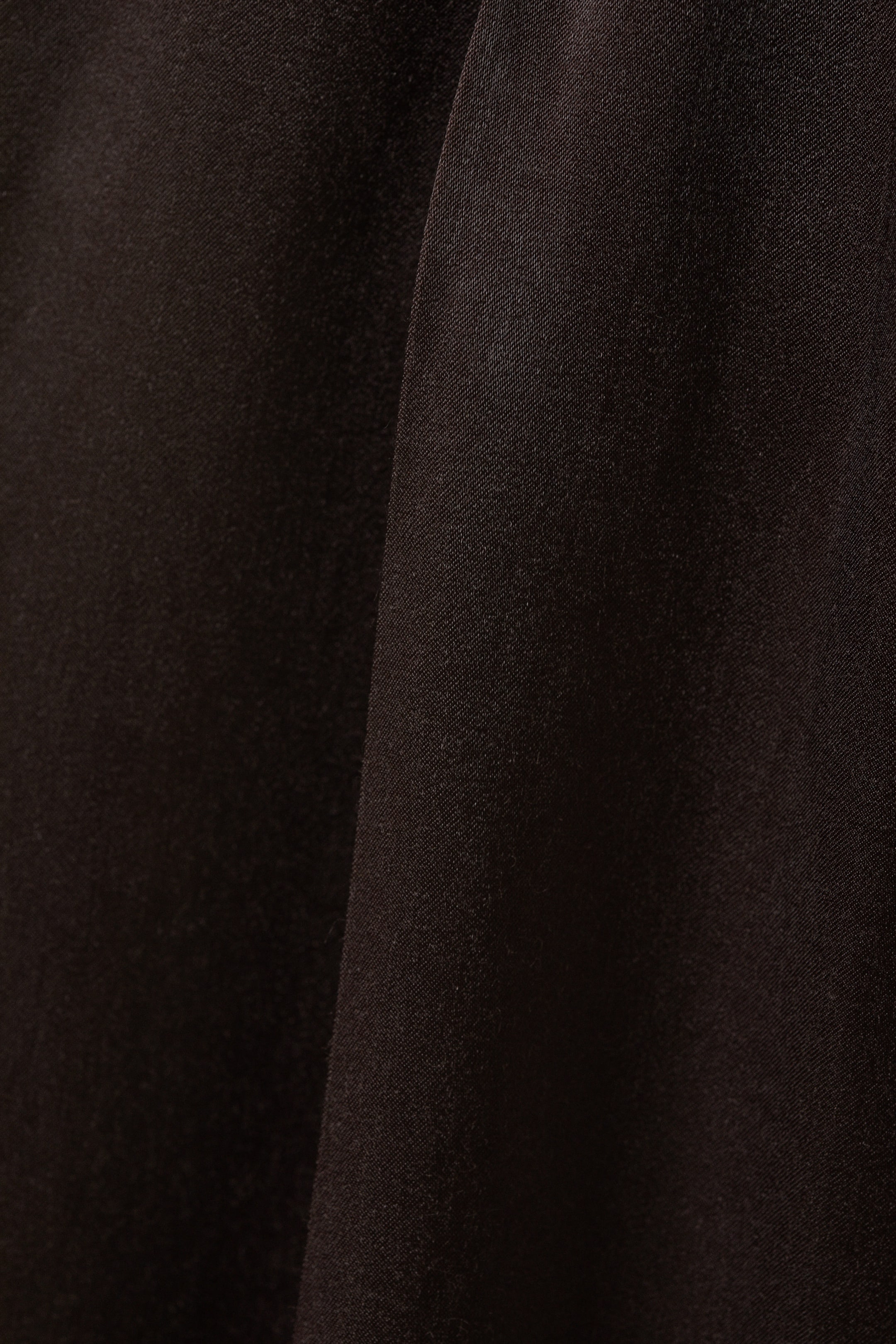 Dark Brown - High Waisted Wide Leg Satin Trousers - 4