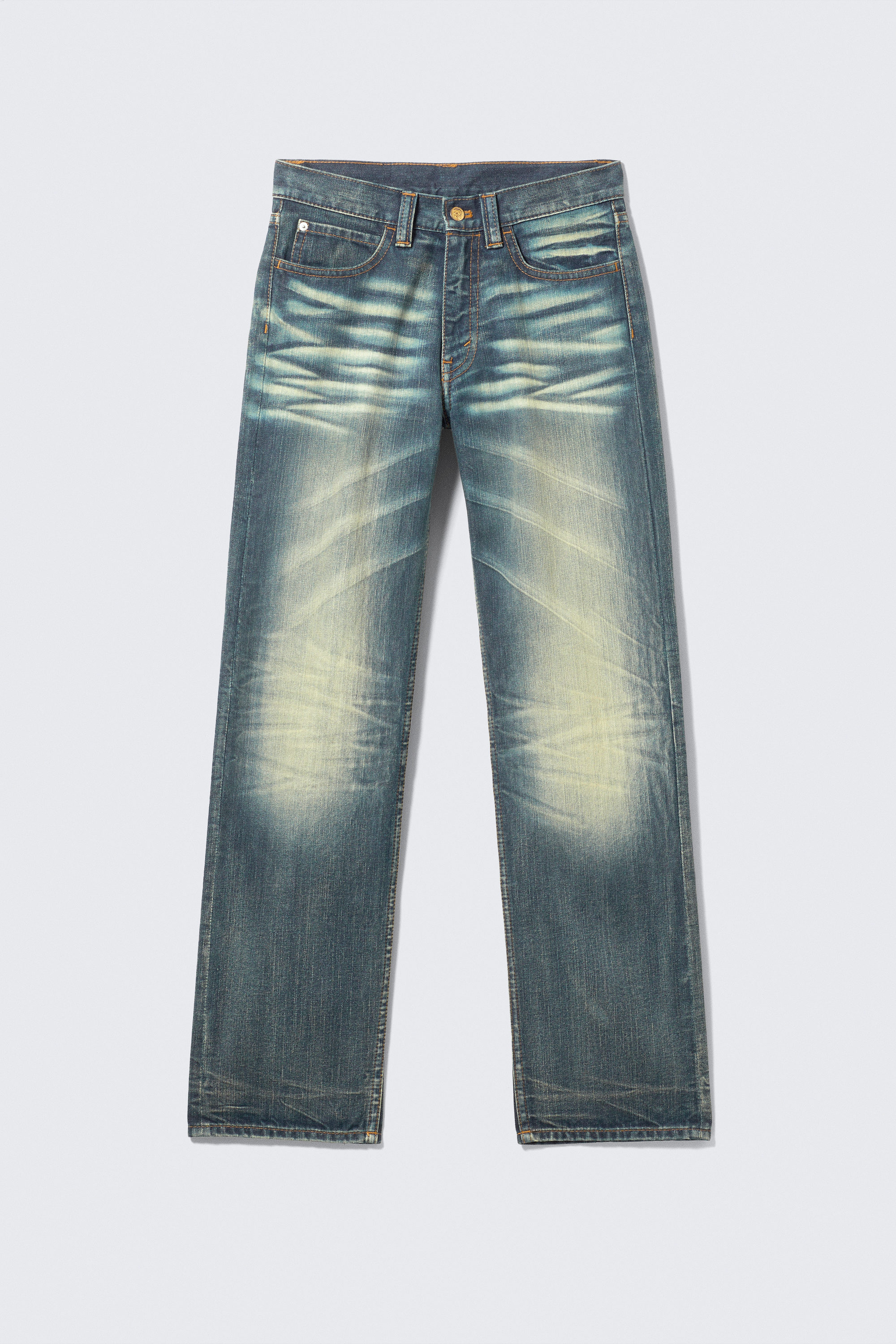 Star Blue - Dark Blue - Messy Low Rise Regular Straight Jeans - 1