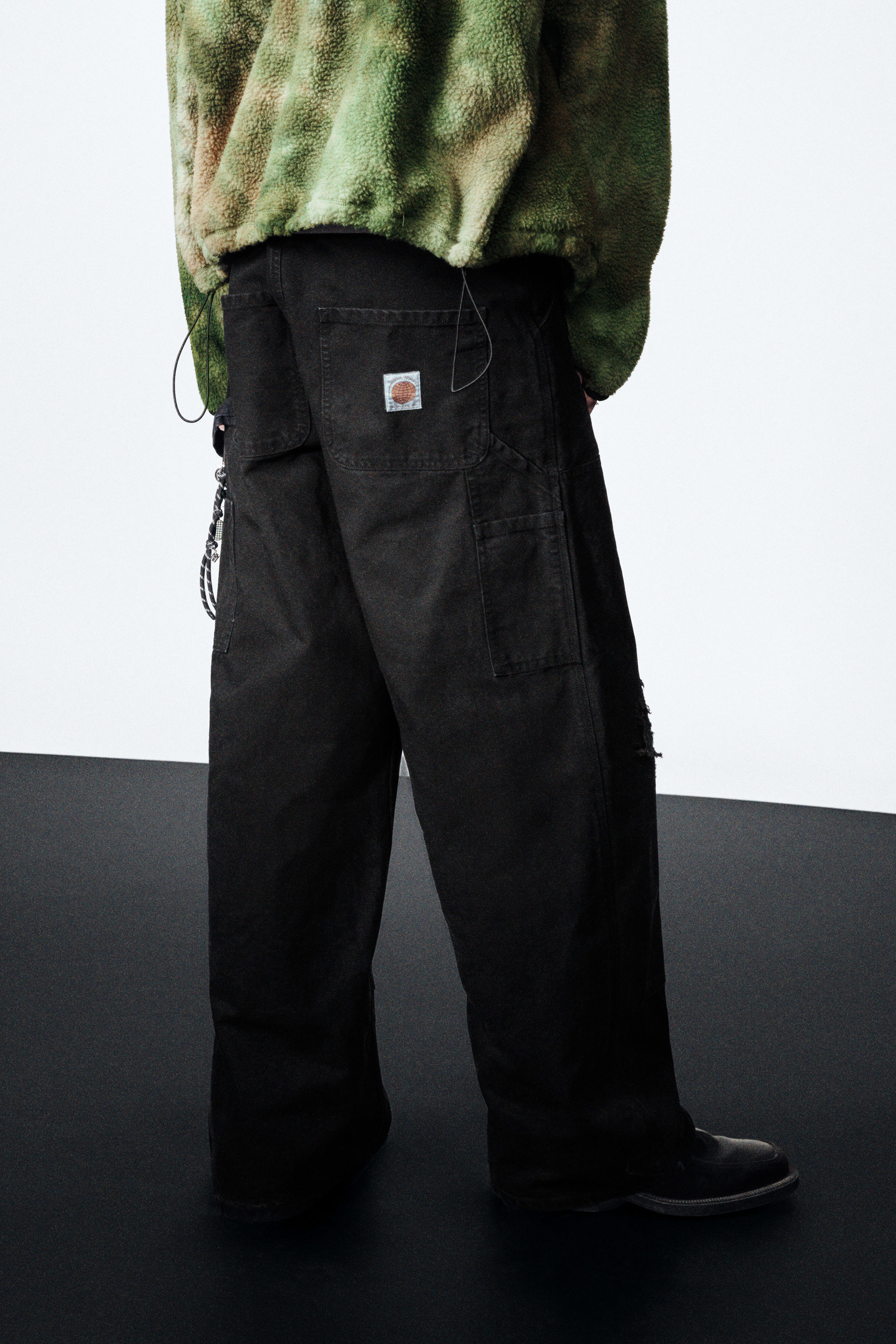 Black - Low Rise Loose Fit Workwear Trousers - 2