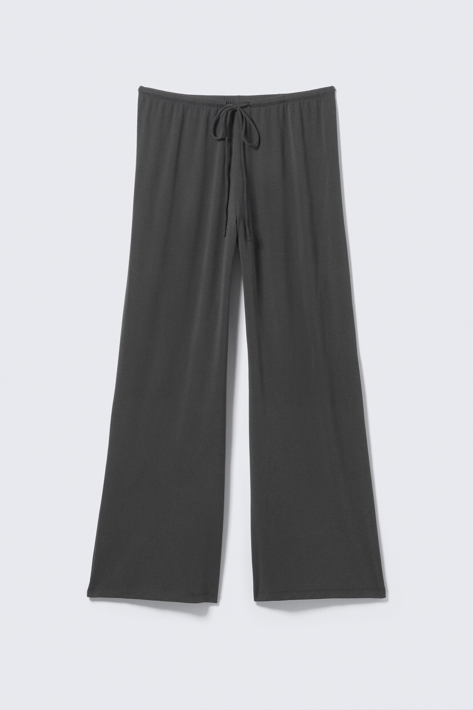 Soft Drawstring Wide-Leg Trousers - Dark Grey