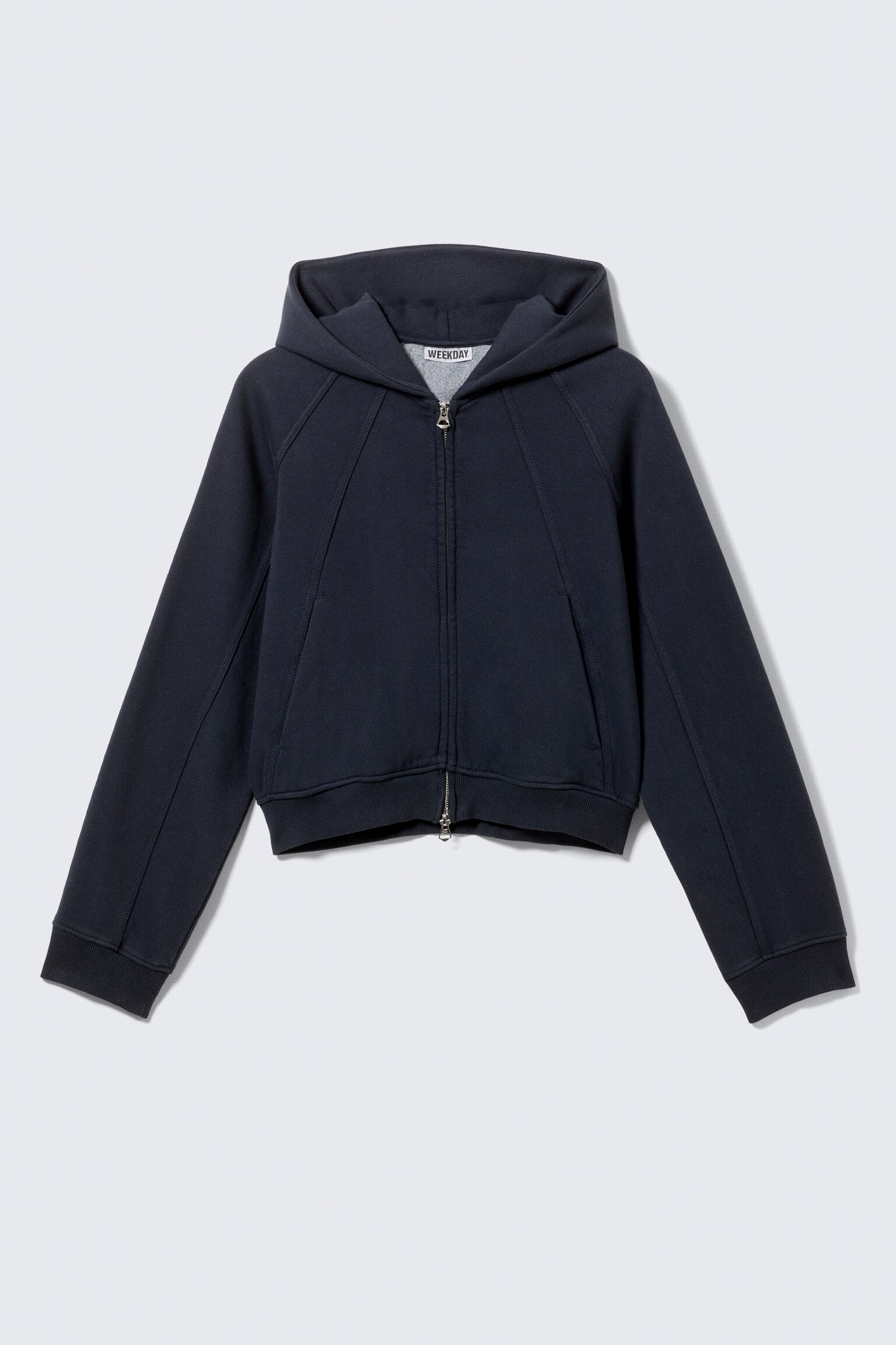Cutline hoodie met raglanmouwen - Donkerblauw/Grijs gemêleerd - 2