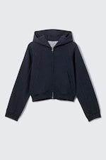 Donkerblauw - Cutline hoodie met raglanmouwen - 3