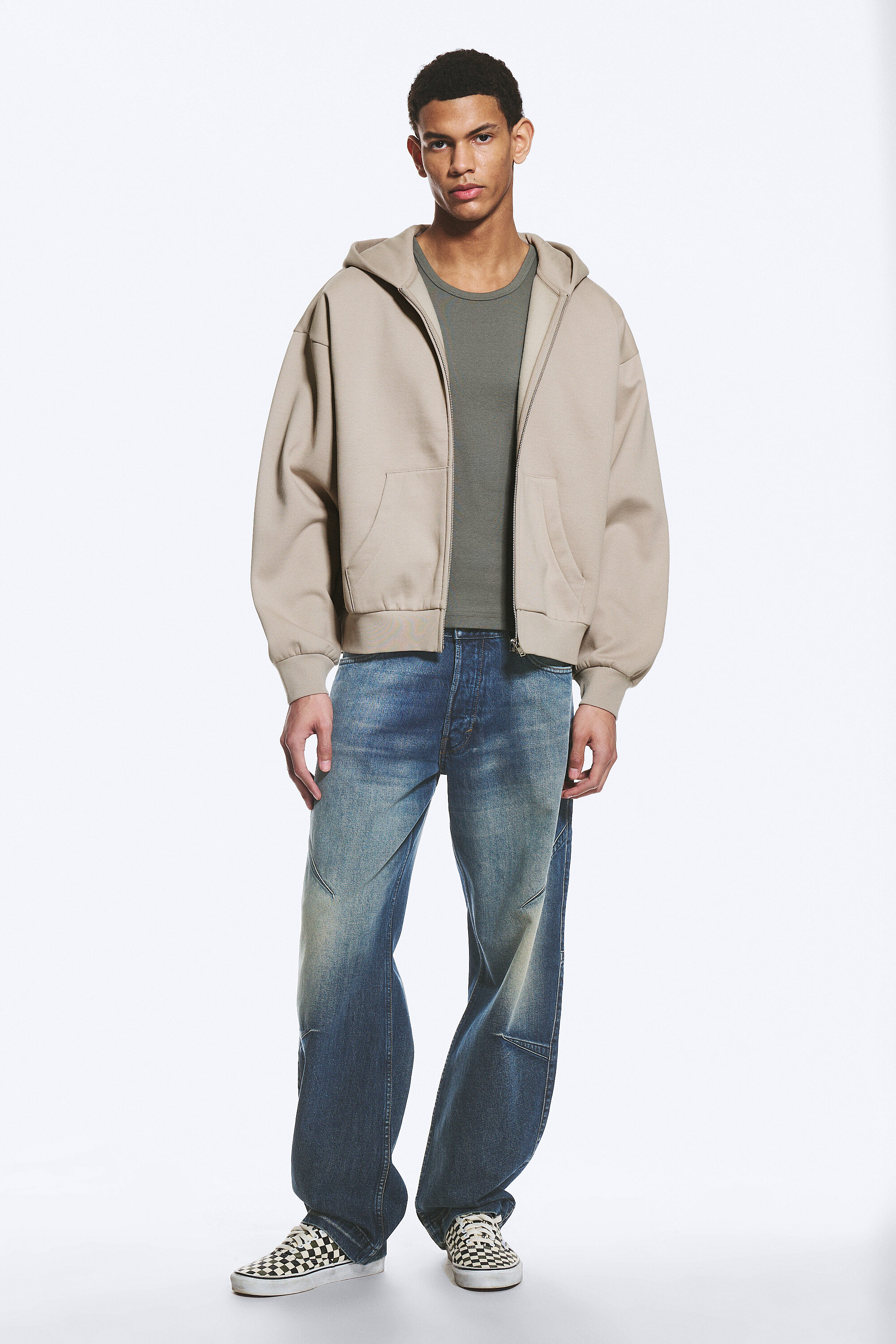loose fit zip hoodie - Light Beige | Weekday EU