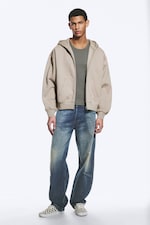 Light Beige - Loose Fit Zip Hoodie - 0