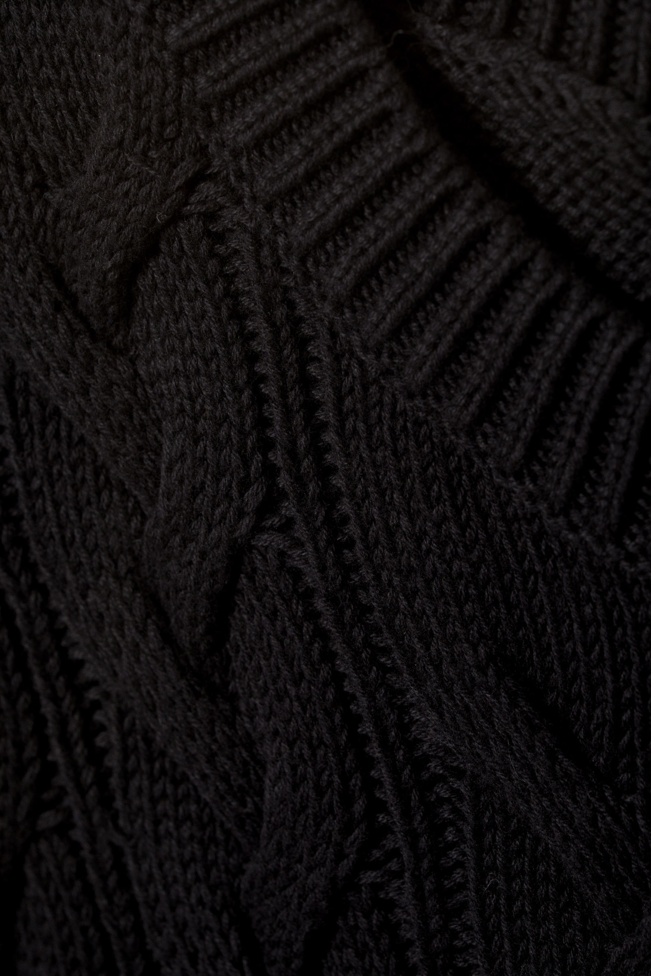 Black - Cable Knit Cotton Vest - 5