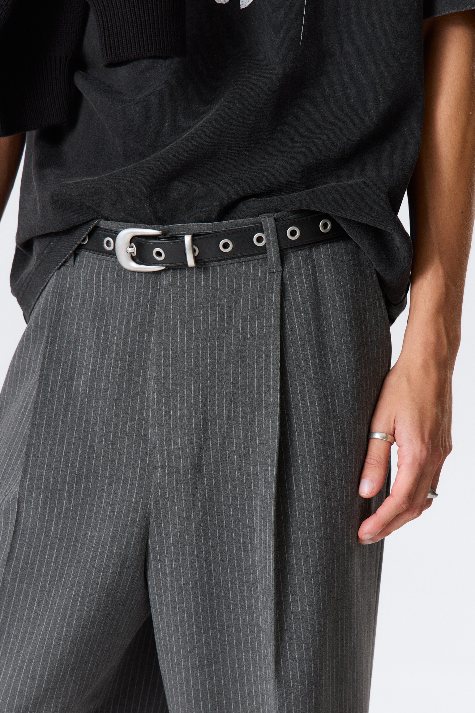 Uno Loose Suit Trousers - Tmavě šedá - proužek/Tmavě námořnická modrá/Black/Tmavě šedá/Pruhovaná šedá/Tmavě hnědá - 5