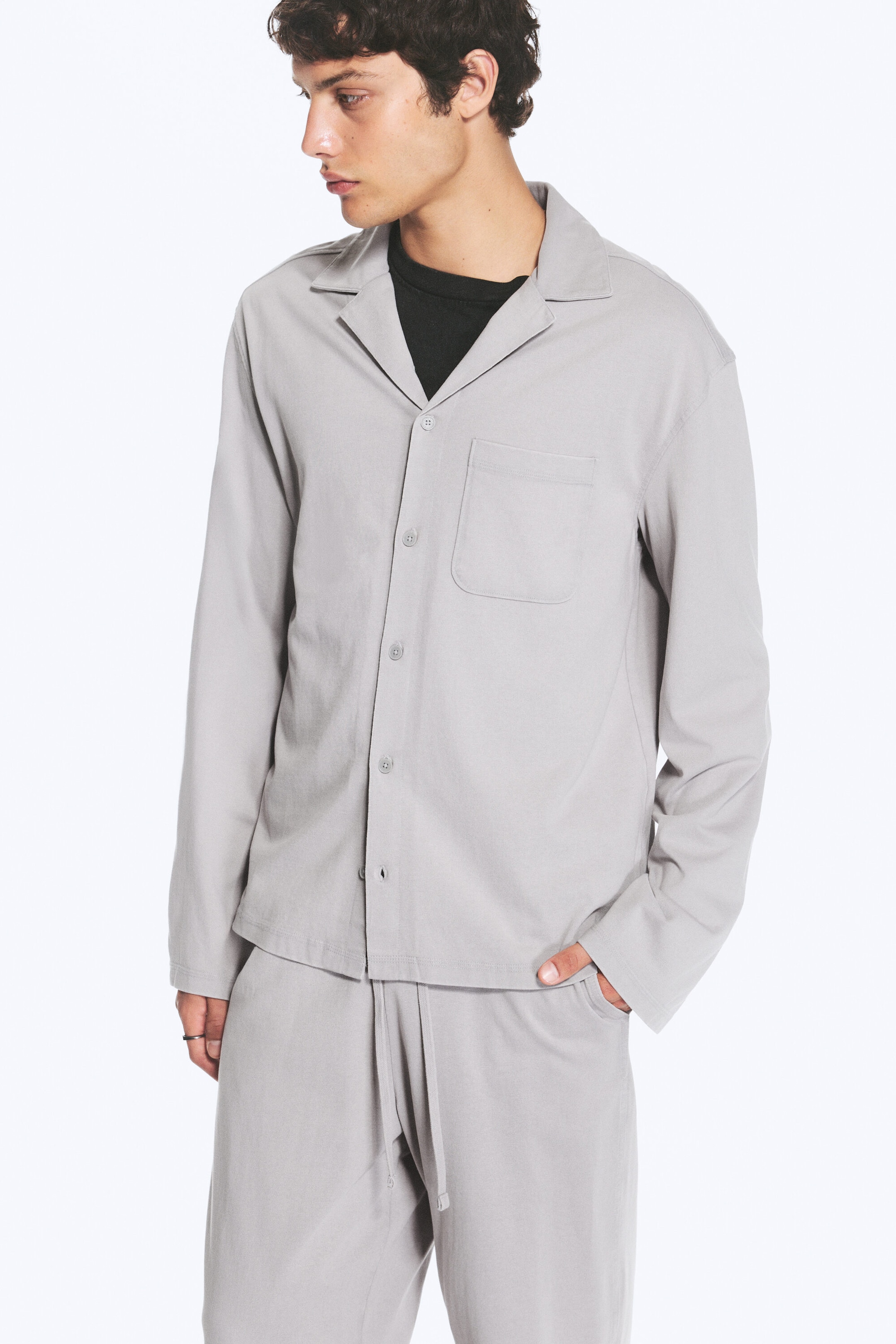 Gris poudré clair - Chemise décontractée en coton - 1