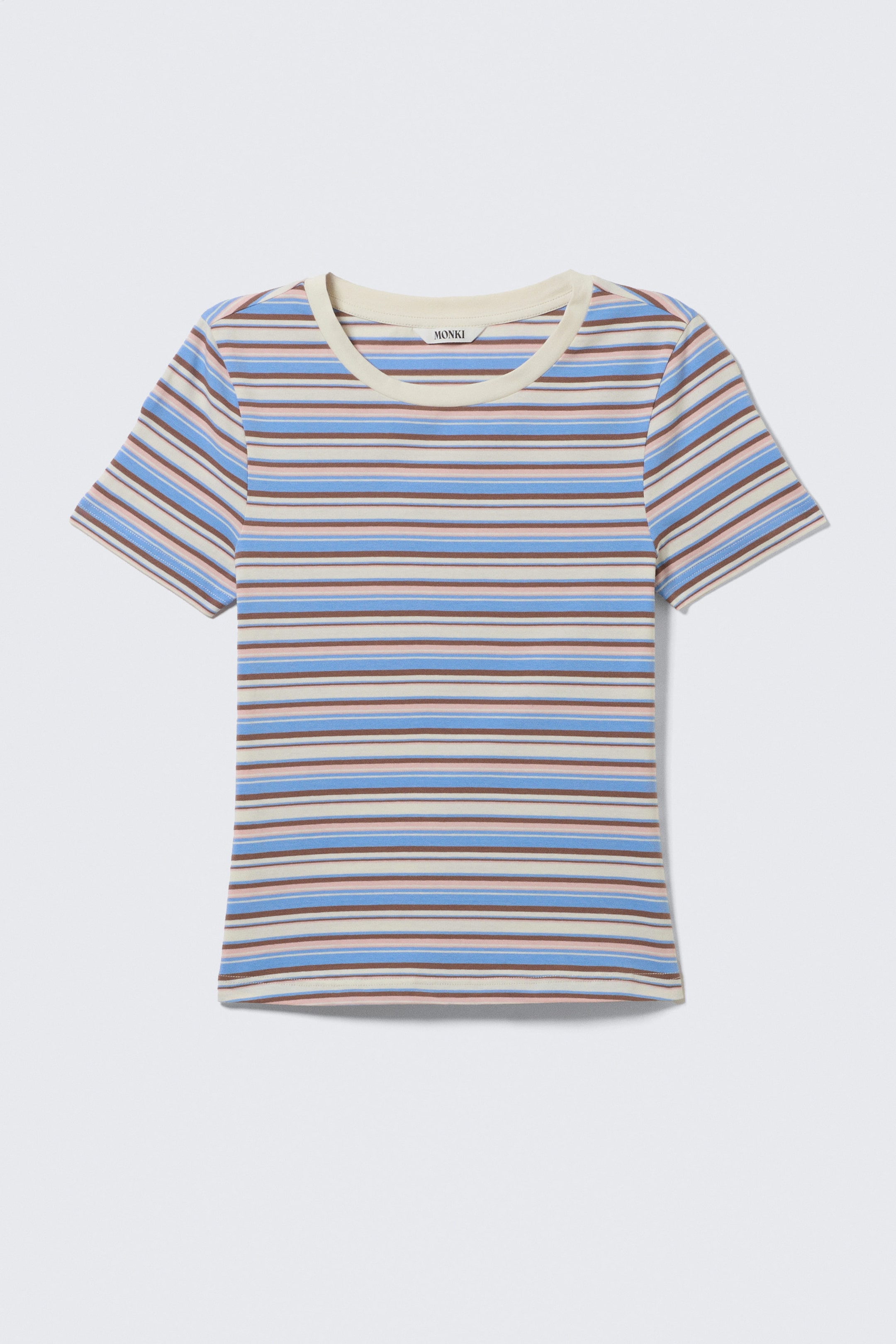 Blue/Pink Multi Stripe - Tight Mini T-shirt - 3