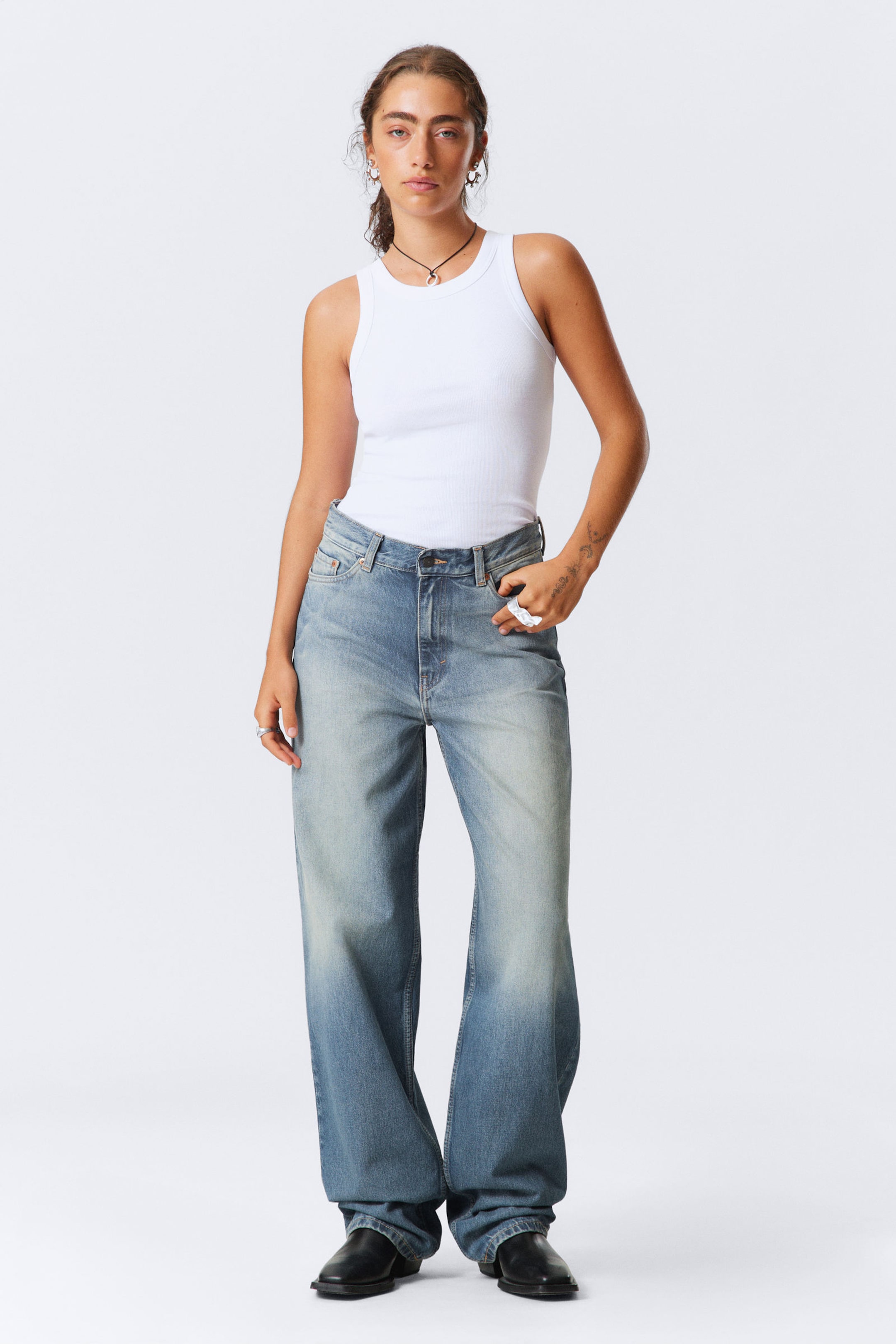 #79829D - Rail Mid Rise Loose Wide Leg Jeans - 1