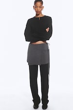Dark Grey Melange - Strappy Mini Wrap Skirt - 1