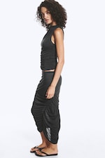 Gris foncé - Jupe asymétrique froncée taille basse - 2