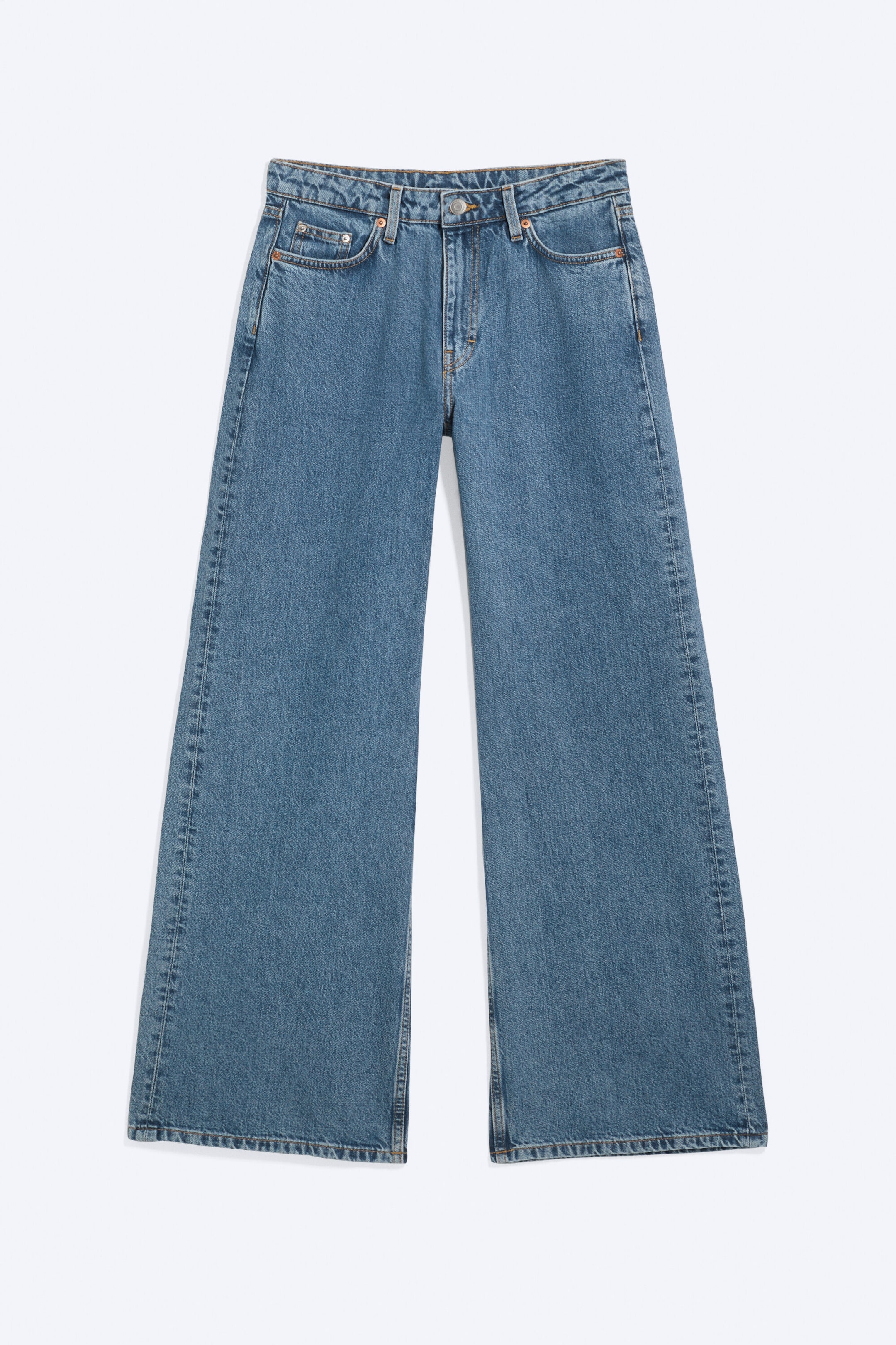 Pony Blue - Mittelblau - Paz Mid Waist Wide Jeans - 5
