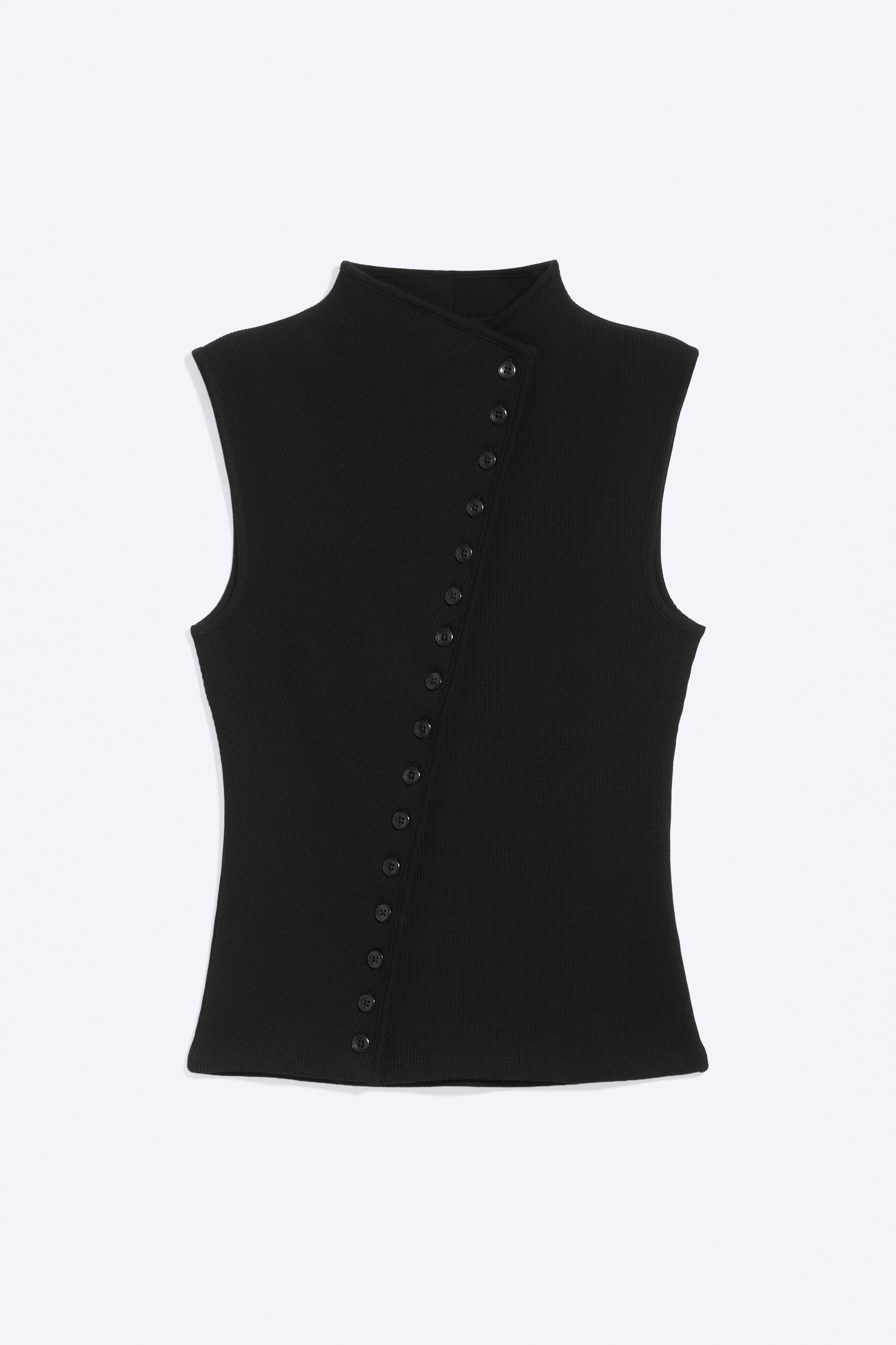 Asymmetrische top met knopen - Zwart/Donkerblauw