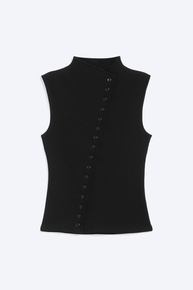 Asymmetric button top - Black/Dark Blue - 1