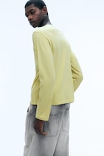Dusty Lime - Shrunken Long-Sleeved Cotton T-shirt - 2