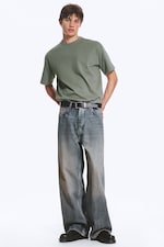 Arizona Blue - Medium Blue - Astro Mid Rise Loose Baggy Unisex Jeans - 0