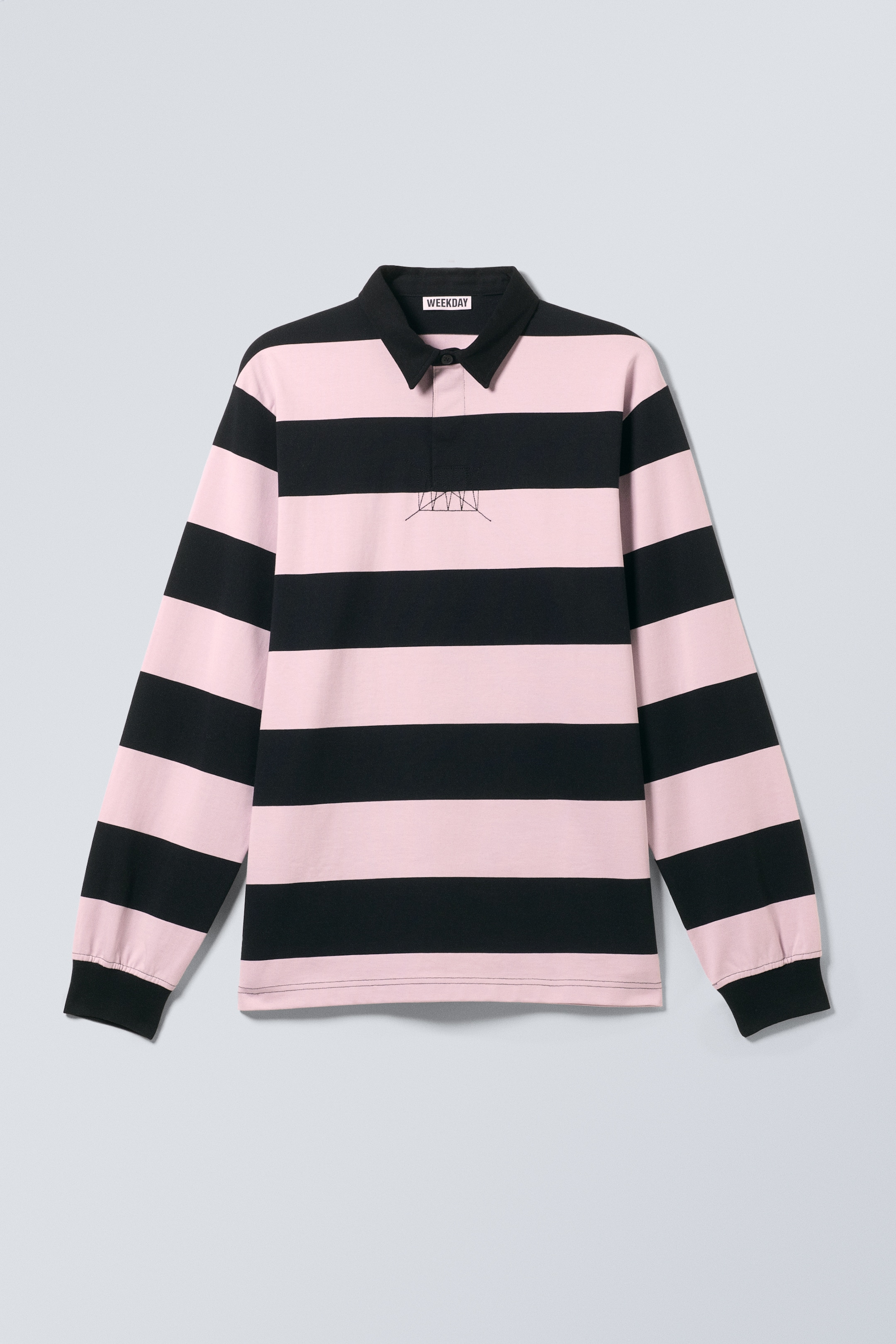 Visualizza immagine più grande: Maglia da rugby a righe con vestibilità relaxed - Righe rosa chiaro e nero - UOMO | H&M IT 1