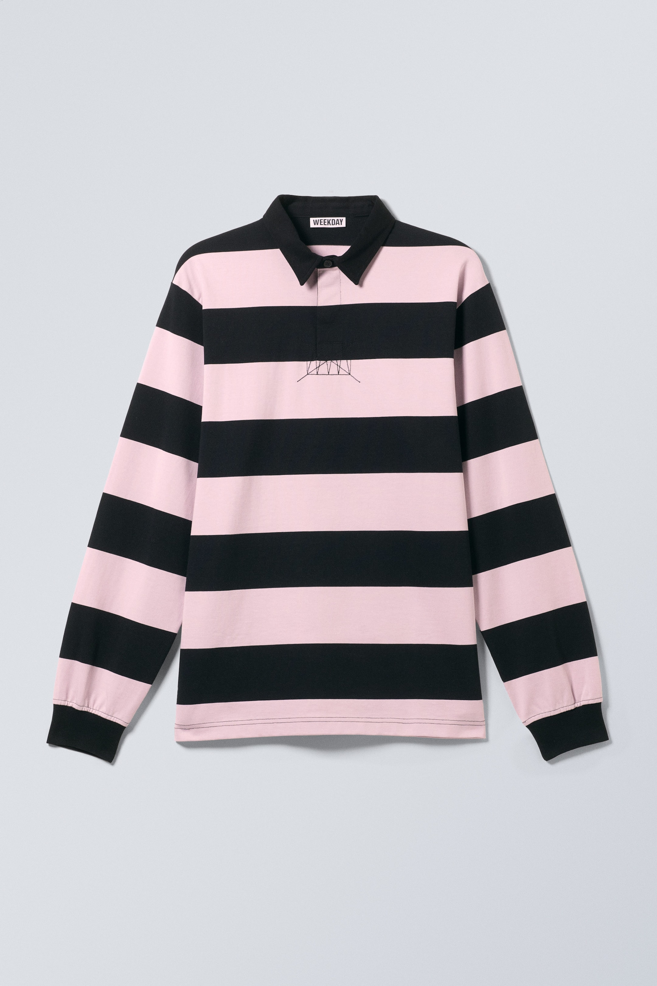 Light Pink & Black Stripes - Striped Relaxed Fit Rugby Shirt - 0