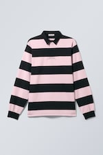 Light Pink & Black Stripes - Striped Relaxed Fit Rugby Shirt - 0